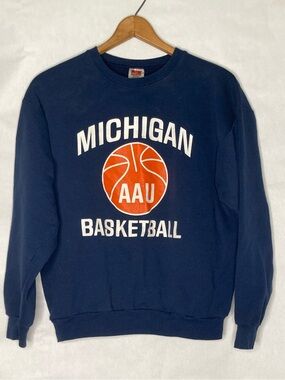 Vintage University of Michigan Wolverines Basketball Pullover Sweatshirt Medium